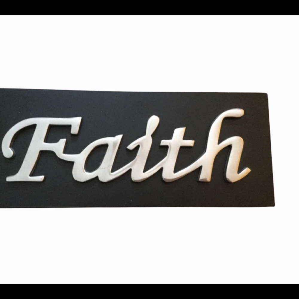 Black wooden with silver metal “Faith” room wall decoration